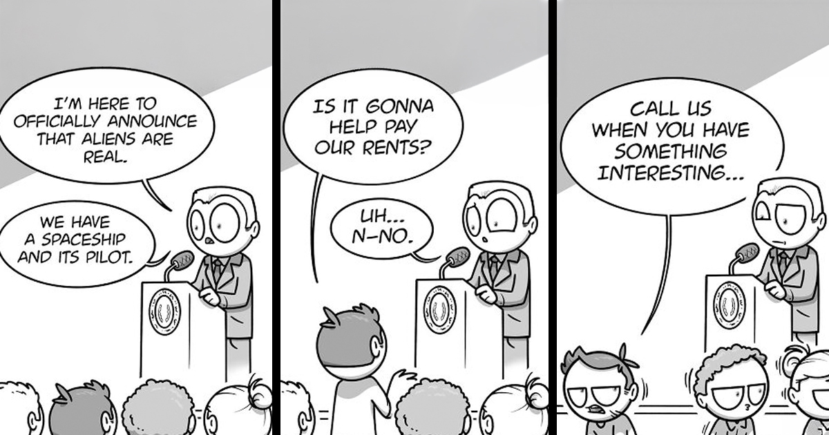 23 comics with black humor about everyday life